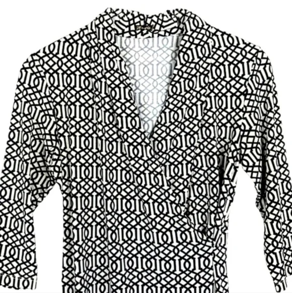 🛍SALE J.Mclaughlin Catalina Cloth Faux Wrap Geometric 3/4 Sleeve Dress. Sz. L - Picture 5 of 7